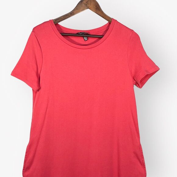 Ellen Tracy Shift Mini Dress Women M Pink‎ Short Sleeve Crewneck Pockets P61 - Picture 7 of 14